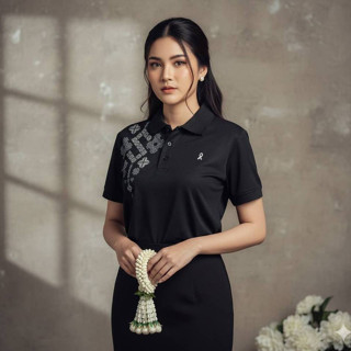 🔥เสื้อดำลายไทย เสื้อดำทำงาน แบบที่ 3 มี 8 ไซส์ S-5XL 📌เสื้อด…