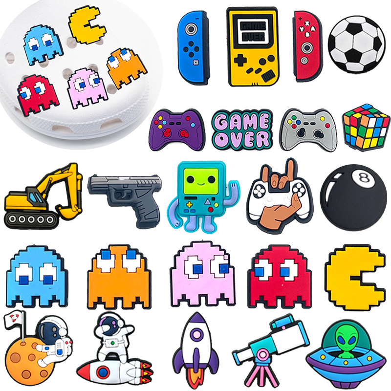 Hot เสน่ห์รองเท้า ดิY เกมบอย shoe charms สไตล์ การ์ตูน รองเท้าแตะ หัวเข็มขัด พีวีซี รองเท้า อุปกรณ์เ