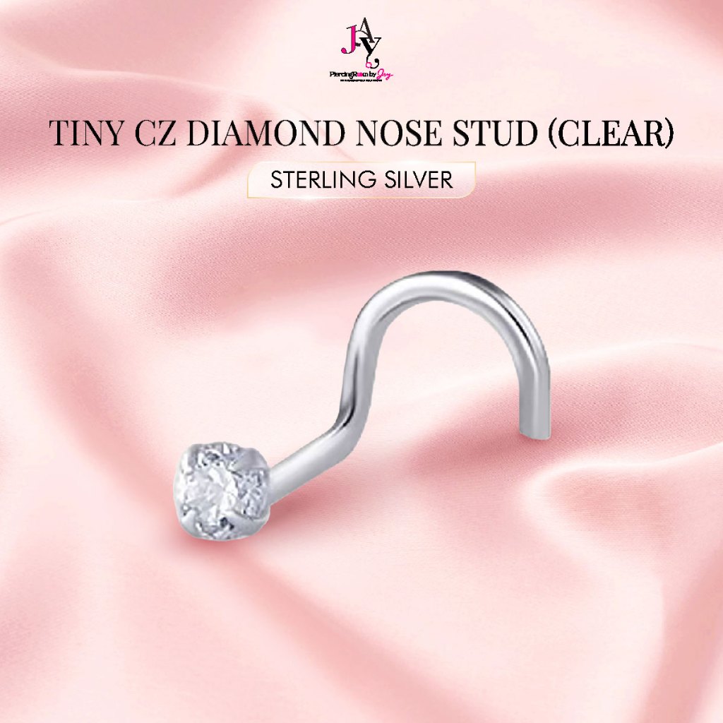 จิวจมูกเงินแท้  สำหรับผิวแพ้ง่าย CZ Tiny CZ diamond  Nose Stud (ราคาต่อชิ้น) Piercingroom by Jay