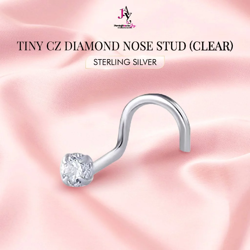 จิวจมูกเงินแท้ สำหรับผิวแพ้ง่าย CZ Tiny CZ diamond Nose Stud (ราคาต่อชิ้น) Piercingroom by Jay