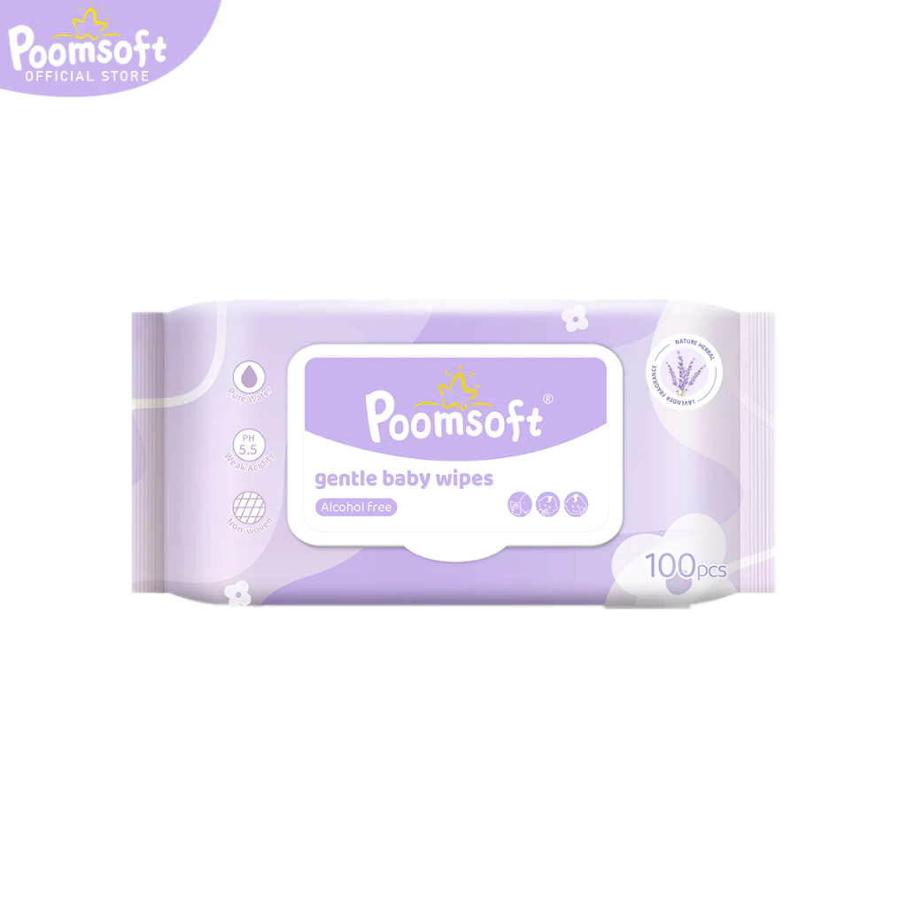 Poomsoft ลาเวนเดอร์ ทิชชู่เปียก 100แผ่น/ซอง Baby wipes Lavender wipes thumbnail 10