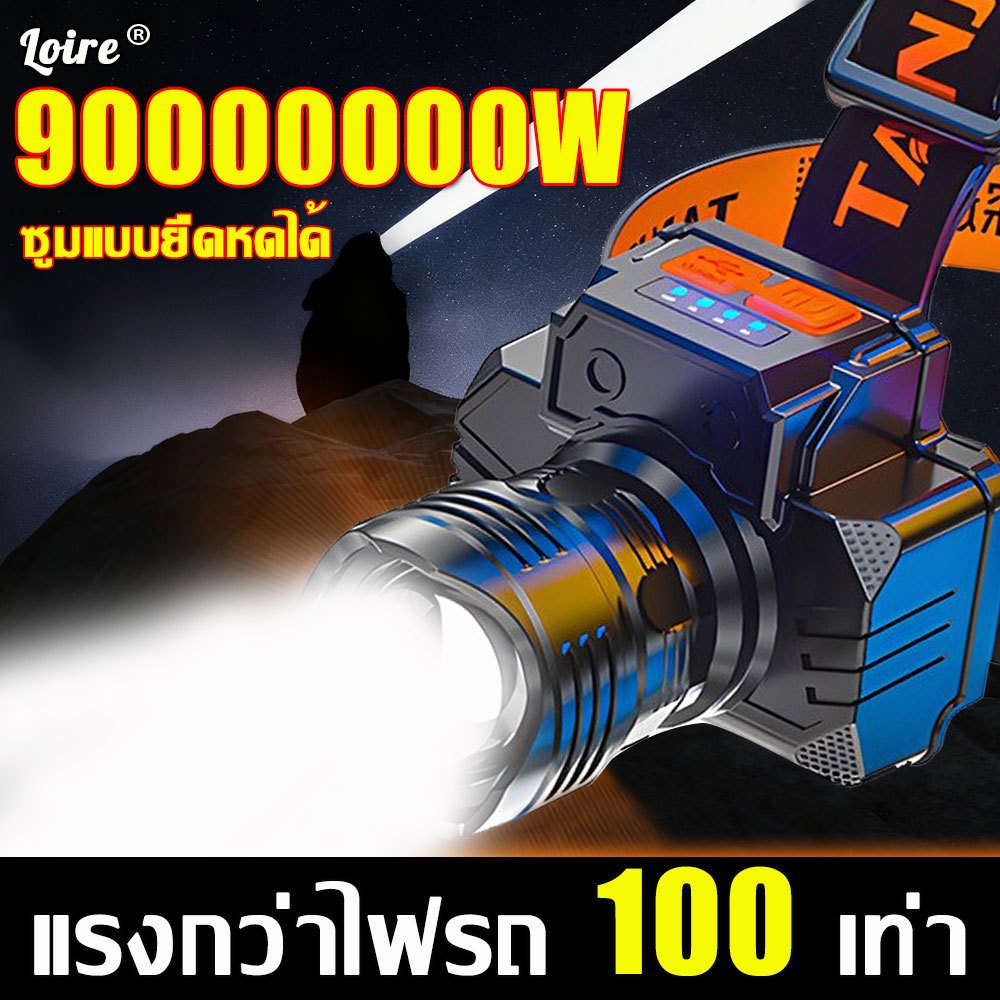 ไฟฉายคาดหัว LED ซูมได้ แสงขาว สว่างกว่าไฟรถยนต์ ชาร์จใหม่ได้ รุ่น JS-T006 ไฟส่องสัตว์/คาดหัวแรงสูง