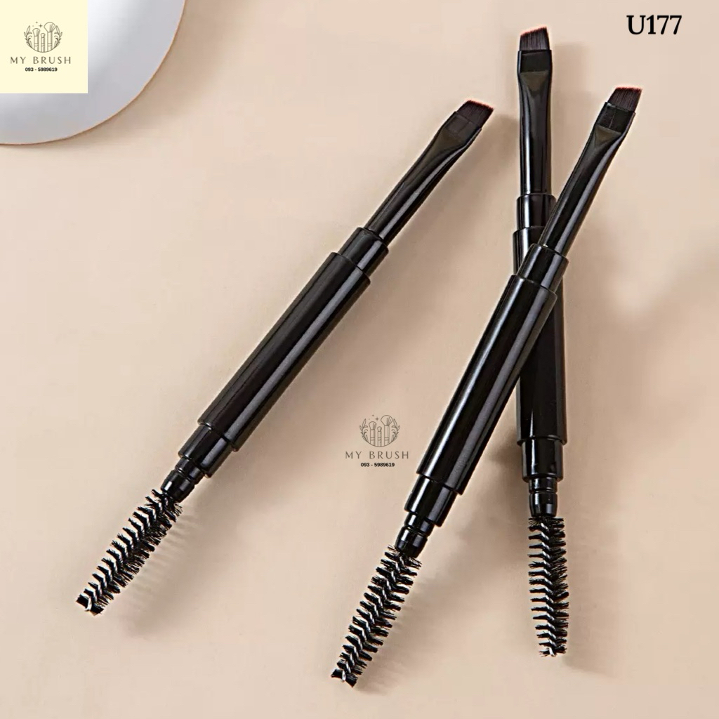 (ส่งด่วน) Makeupbrush ร้านไทยแท้ พร้อมส่ง แปรงเขียนคิ้ว 2 ด้าน มีฝา มีที่ปัดคิ้วในตัว U177