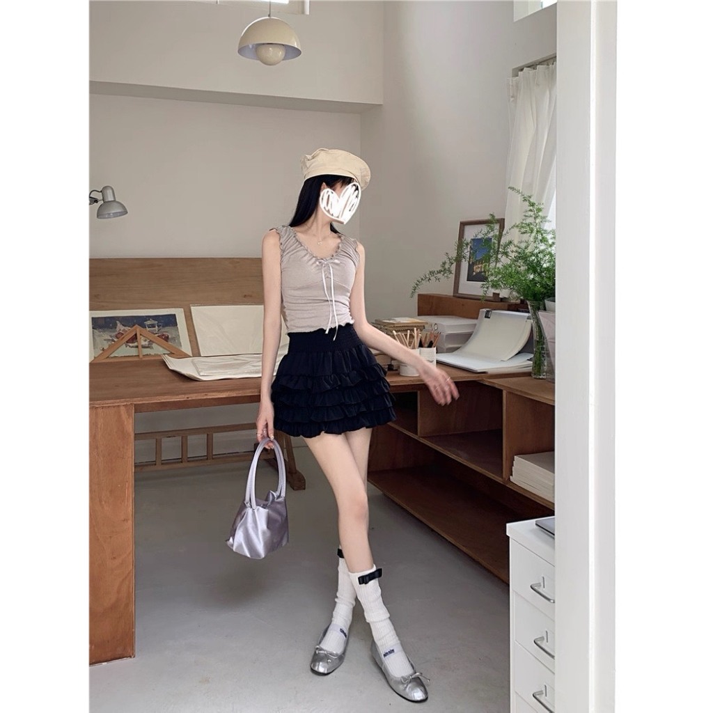 พร้อมส่ง❤️ กระโปรงเอวสูง กระโปรงเค้กชั้นๆ น่ารัก 2 สี มีซับใน - รูปที่ 4