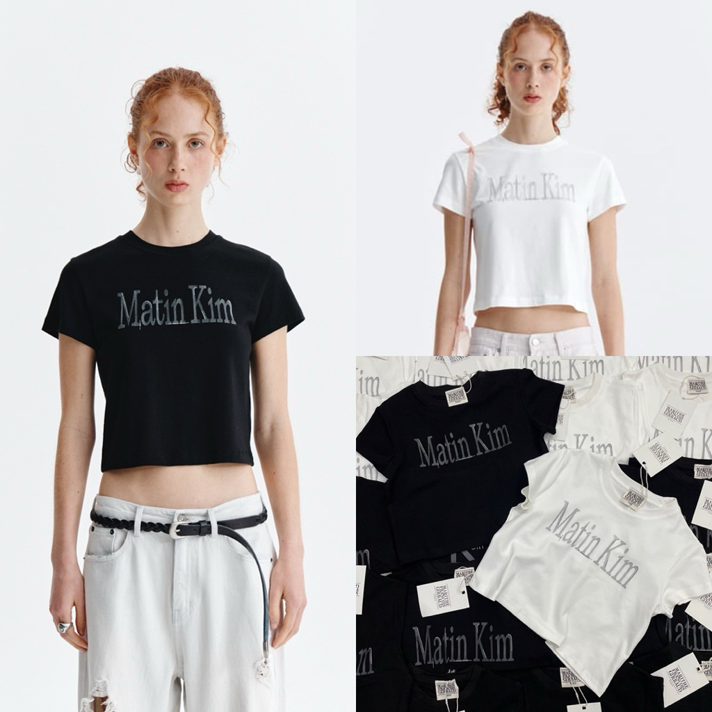 Matin crop🤍  เสื้อยืดคอกลมแขนสั้นทรงครอป แบรนด์ดังเกาหลี ผ้ายืดหยุ่น ทรงสวย ใส่สบาย
