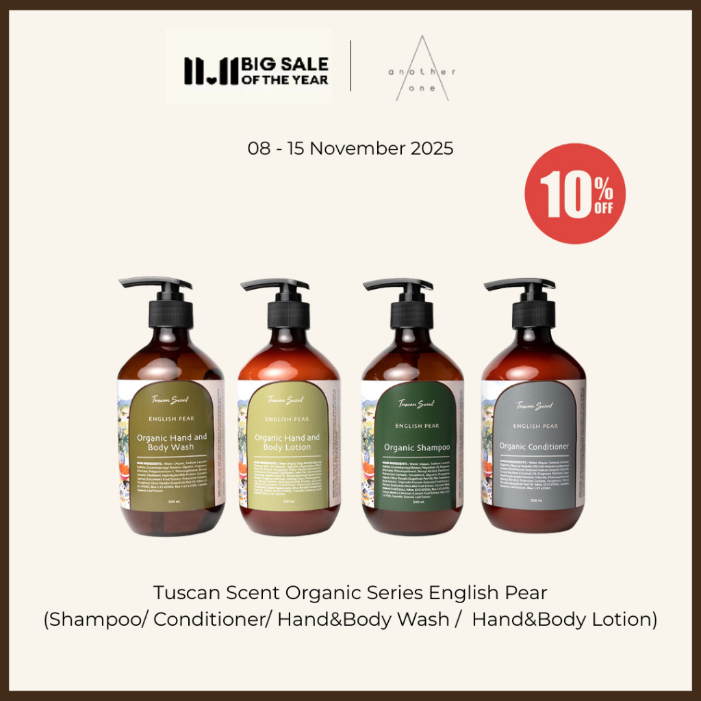 TUSCAN SCENT ORGANIC ENGLISH PEAR SERIES 500 ml. (Shampoo, Conditioner, Body wash, Body Lotion) by T