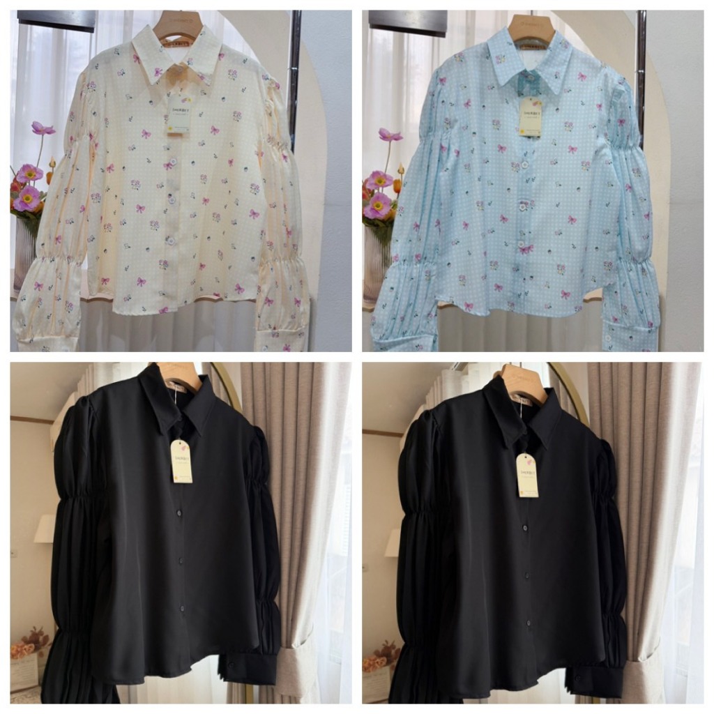 ป้าย SHERBET เสื้อเชิ้ตแขนยาว แขนญาญ่า (แขนสม็อค) อก 41 นิ้ว ยาว 23 นิ้ว