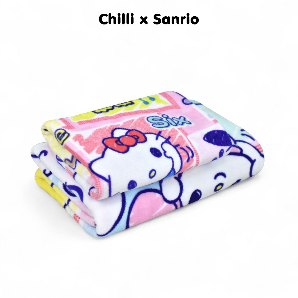 "ของแท้ 100%" ผ้าขนหนู Towel SANRIO MIX CHARACTERS TOWEL MX-2508 ขนาด 16x32 นิ้ว(เช็ดผม)