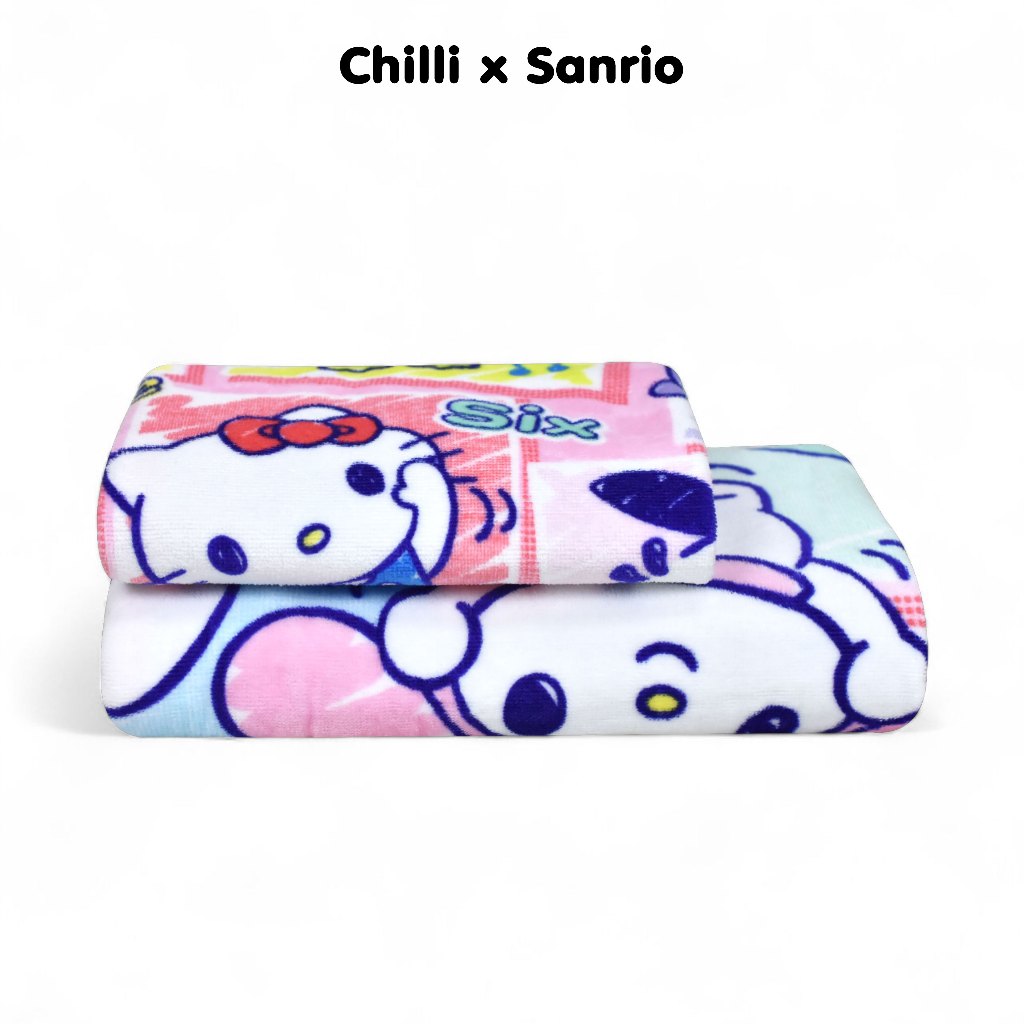 "ของแท้ 100%" ผ้าขนหนู Towel SANRIO MIX CHARACTERS TOWEL MX-2508 ขนาด 16x32 นิ้ว(เช็ดผม)