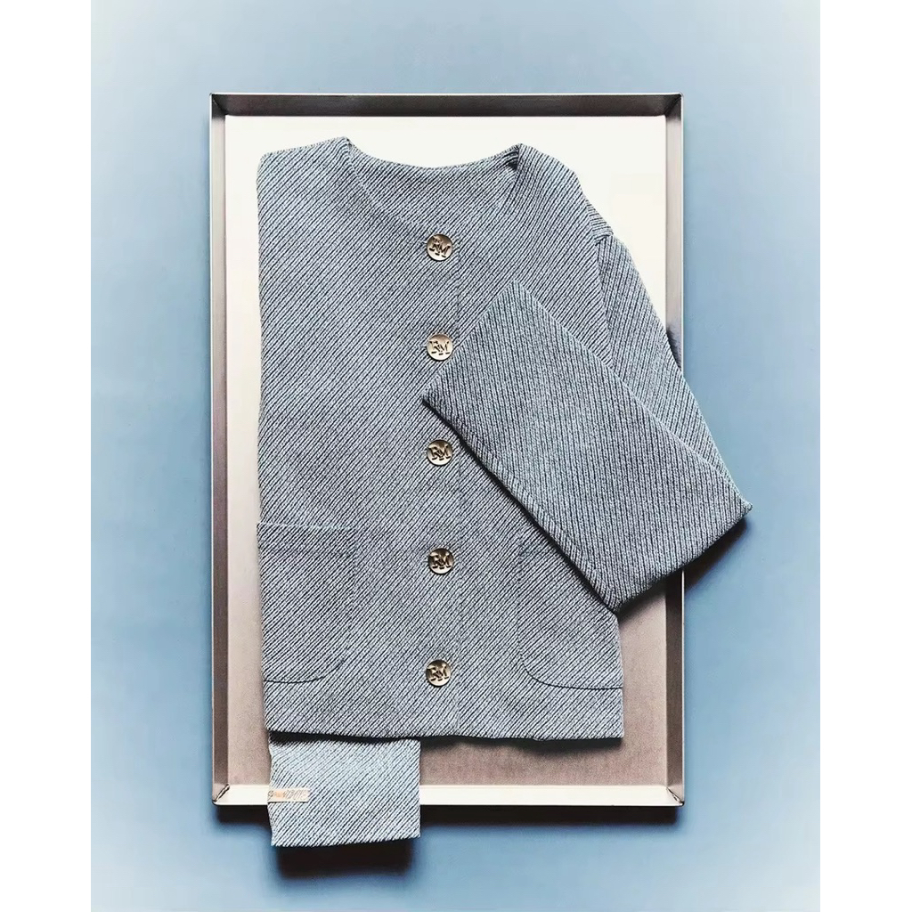 Rally RM Buttons Jacket - (สีBlue&White🩵) เสื้อแจ็คเก็ตกระดุมดีไซน์โลโก้ RM (Sz.S)