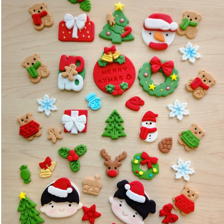 SweetHub น้ำตาลแต่งเค้กคริสต์มาส christmas ขนมปังขิง ใบโฮลี่ พวงรีด กล่องของขวัญ เกล็ดหิมะ หมี สโนว์