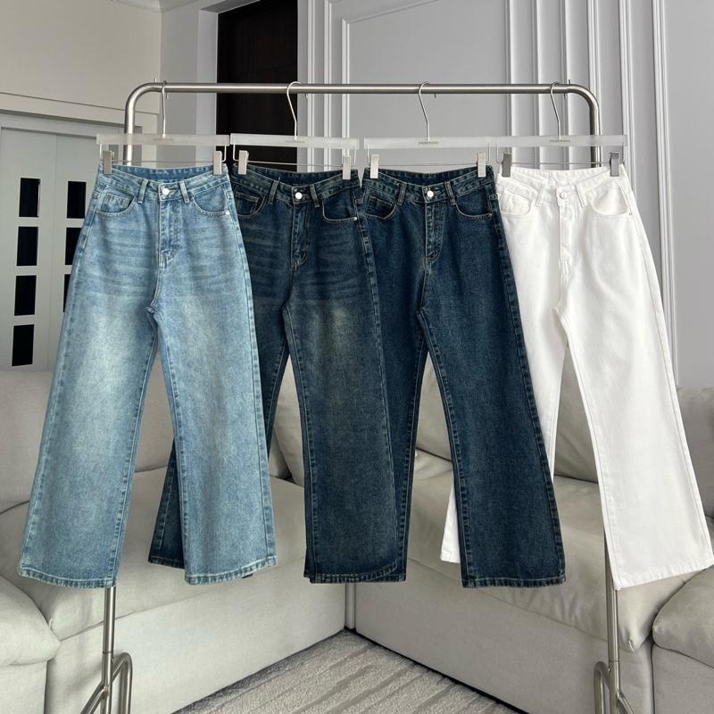 PTJ32198 Lemmi Semi-Flared กางเกงยีนส์เอวสูงทรงขาม้าโพนี่ผ้าไม่ยืดปัก PROMTHONG (ความยาว39)