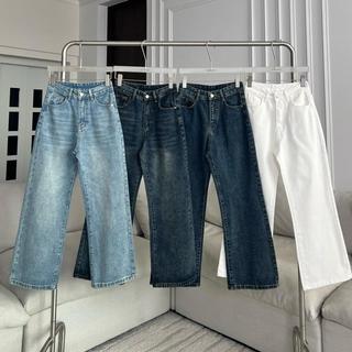 PTJ32198 Lemmi Semi-Flared กางเกงยีนส์เอวสูงทรงขาม้าโพนี่ผ้าไม่ยืดปัก PROMTHONG (ความยาว39)