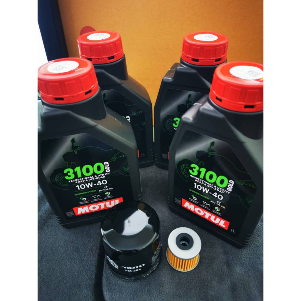 ชุดถ่ายน้ำมันเครื่อง MOTUL 3100GOLD 10W-40 4 ลิตร ฟรีกรอง FM-204 & FR-117  HONDA NC700X  X-ADV 750