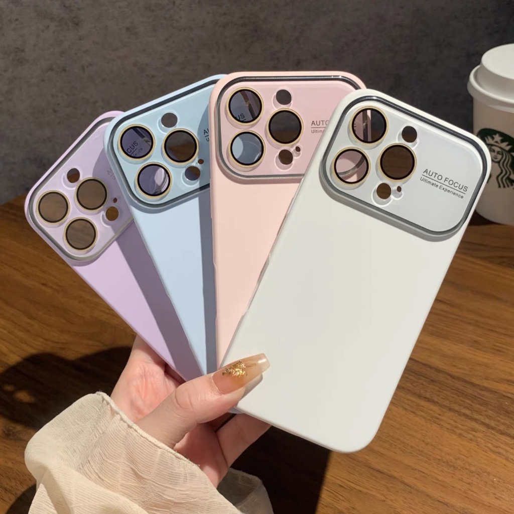 เคสนิ่ม เคสกำมะหยี่ สีพื้นพร้อมเลนส์กระจก สีพาสเทล for iphone17/pro/max 16/pro/max 15/pro/max 14/pro/max 13/pro/max 11 – โปรปัง