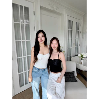 Ella top by shewear.bkk เสื้อสายเดี่ยวลูกไม้กลิตเตอร์