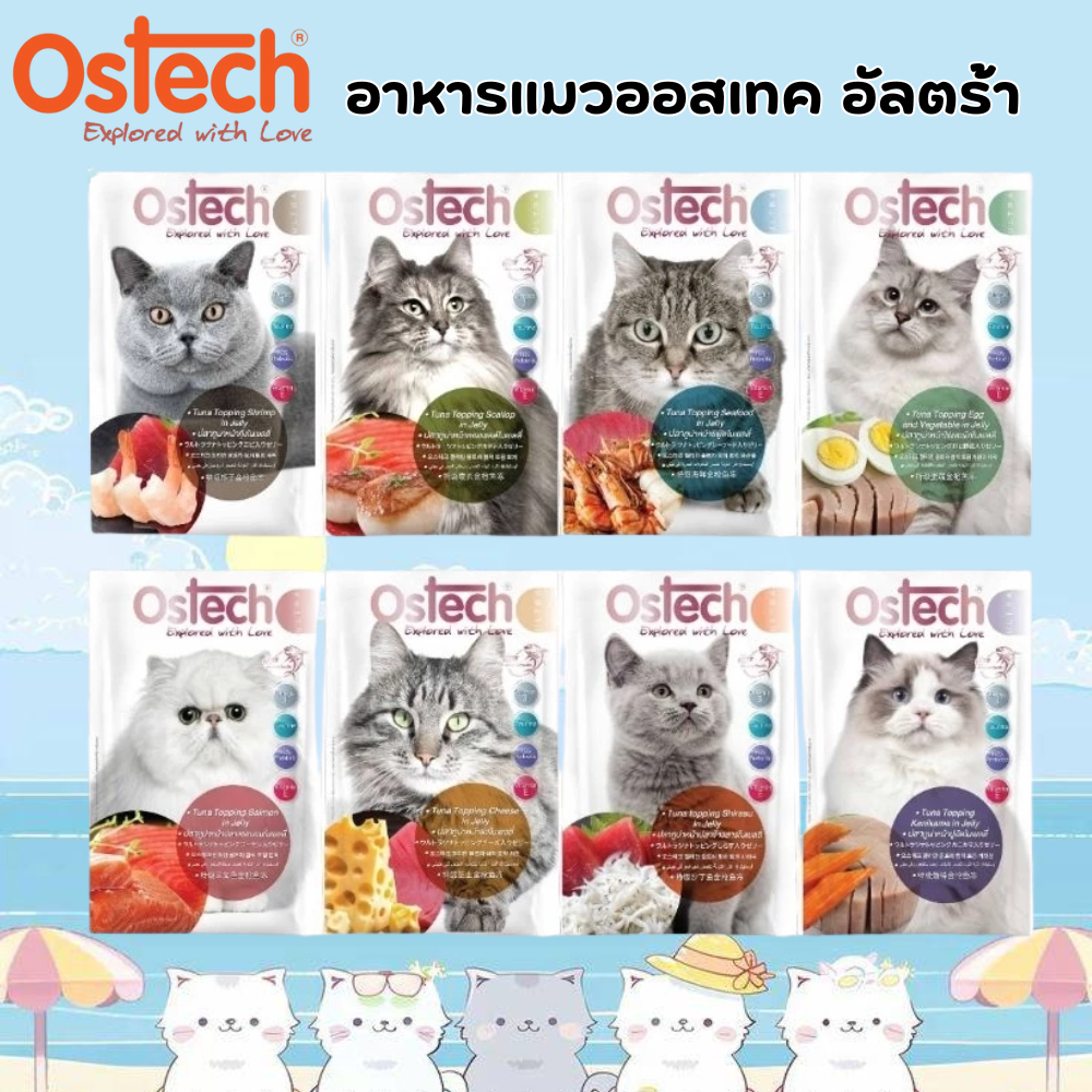 (12 ซอง ) Ostech อาหารซองแมว อัลตร้า