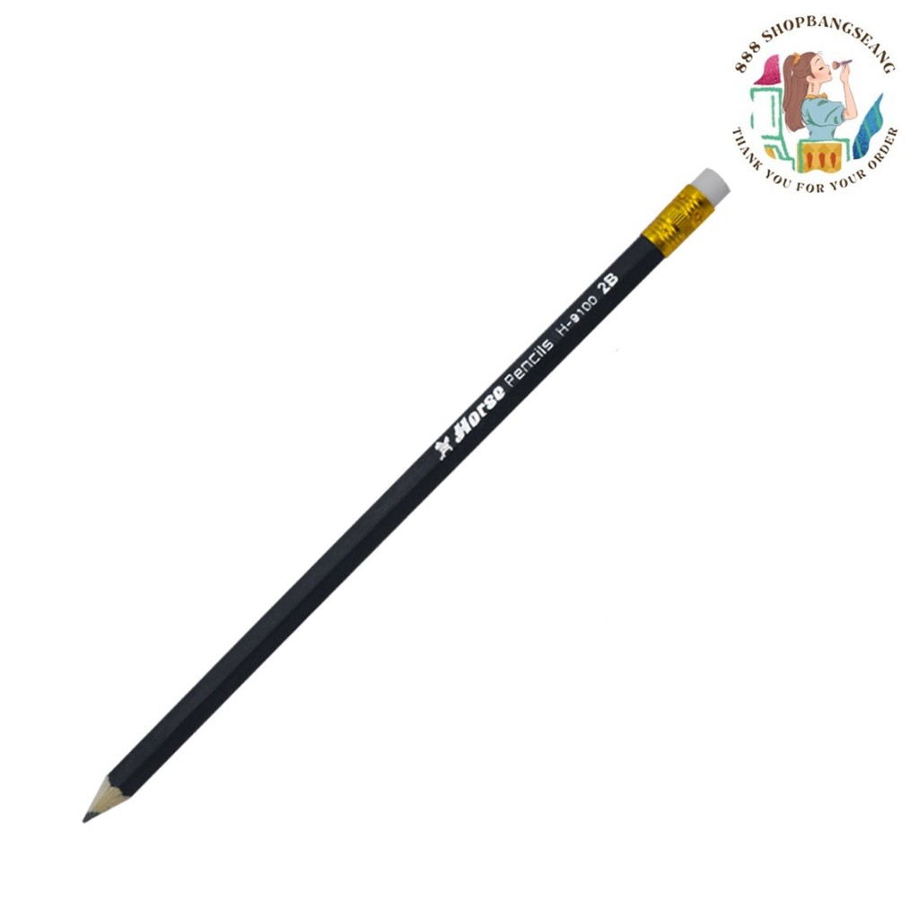 (1ด้าม)ดินสอดำ 2B ตราม้า HORSE Pencil For Computer Marking H-9100
