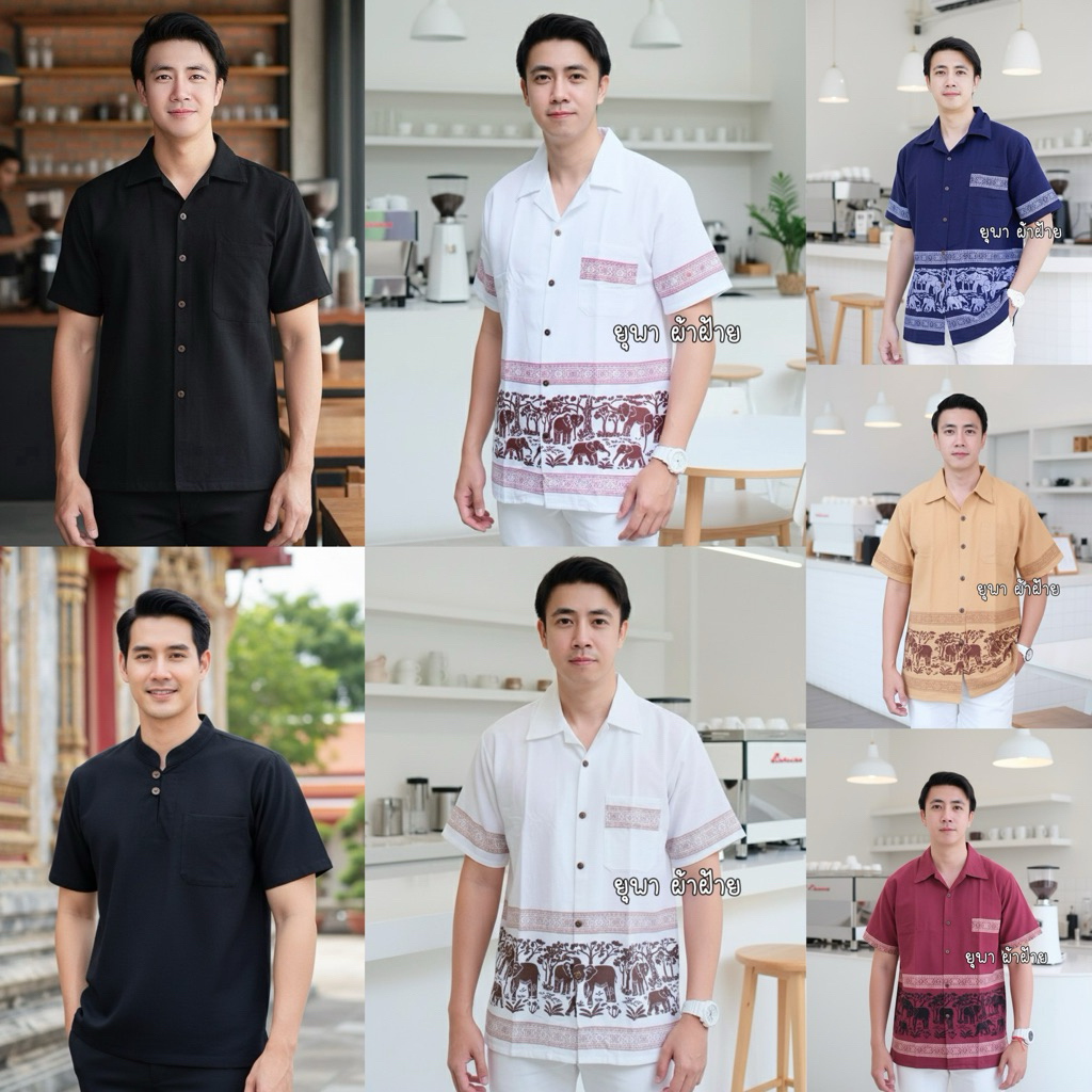 เสื้อผ้าฝ้ายคอปก ลายช้าง (ผ้าอ้อมนิ่ม)