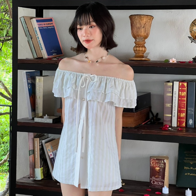 Kokiji - Chereen Top (เสื้อปาดไหล่กระดุมหน้า)