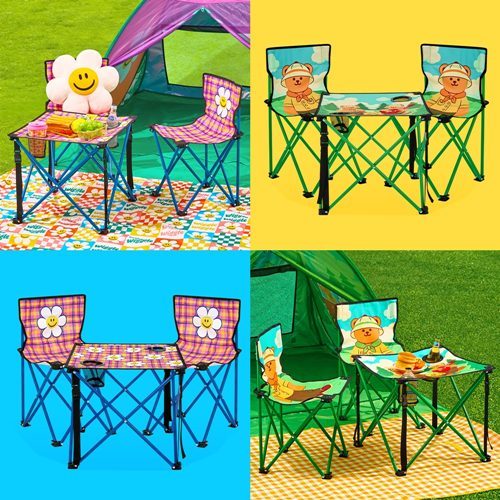 ( พร้อมส่ง ) Wiggle Wiggle Folding Table & Chair Set ชุดโต๊ะและเก้าอี้พับพกพา