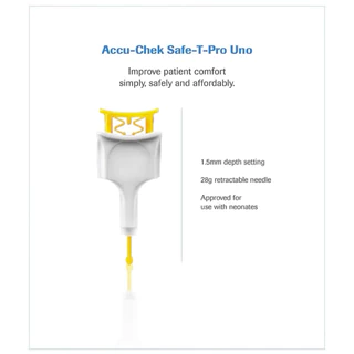 เข็มเจาะเลือดน้ำตาลปลายนิ้ว Accu-Chek Safe T Pro UNO 200ชิ้น/กล่อง expire 01-09-2029