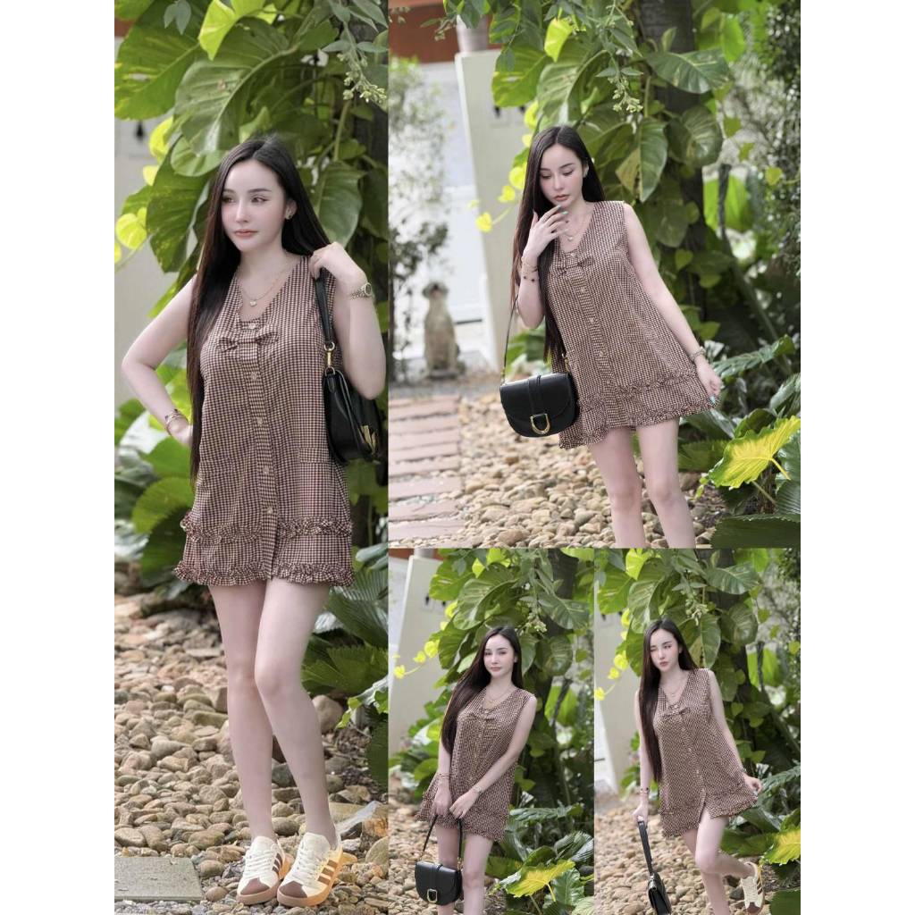 【MAHAGU BY NUNA】 MHG 41926 เดรสทรงนี้ที่ไม่เคยเอาท์  ผ้าอย่างดี ลายผ้าเข้ากับแบบอย่างลงตัว สายชิลล์