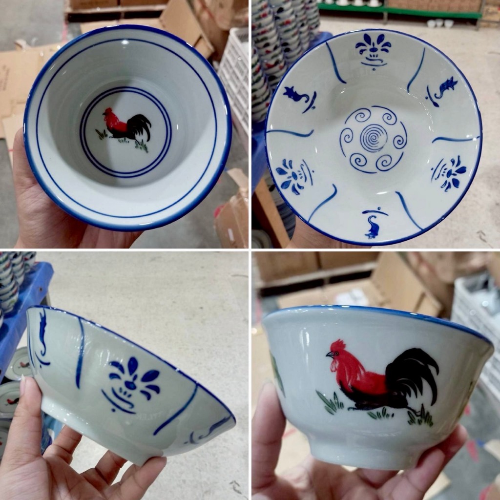 ถ้วยเซรามิก 5/6/7 นิ้ว ถ้วยแบ่ง ถ้วยลายไก่ ถ้วยลายคราม ถ้วยสวยๆ เข้าไมโครเวฟได้