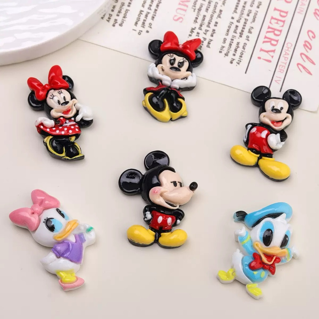 (014) เรซิ่น Happy Mouse 6 ชิ้น/เซ็ท ตัวละครดิสนีย์ มิกกี้เมาส์ เป็ด การ์ตูน ติดหลังโทรศัพท์ กิ๊บติดผม งานDIY