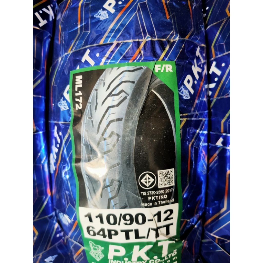 ยางนอก pkt 110/90-12 (TL) แบบไม่ใช้ยางใน 1 เส้น