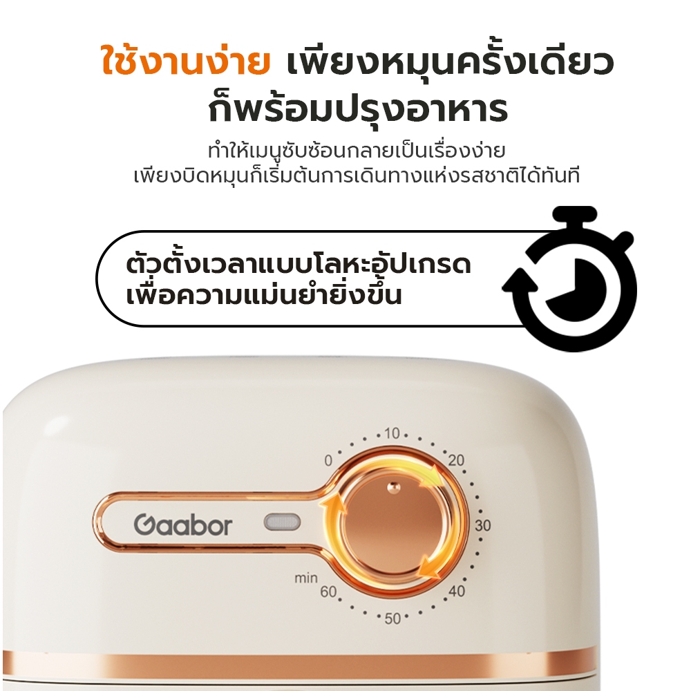 Gaabor 2 ลิตร หม้อทอดไร้น้ำมัน 900W ดีไซน์มินิมอล อเนกประสงค์ อบลมร้อน ระบบตัดไฟฟ้าอัตโนมัติ Air fryer รุ่น AF20M-YE01A - รูปที่ 3