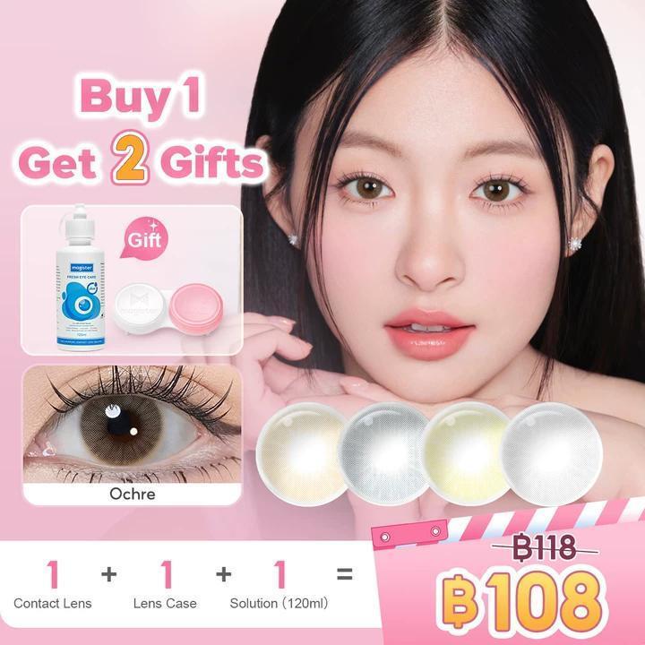 [ซื้อ 1 แถม 2]Realcon คอนแทคเลนส์ ซีรีส์ควีน คอนแทคเลนส์สายตาสั้น 14.0MM Mini Olivia Brown Ochre คอนแทคเลนส์