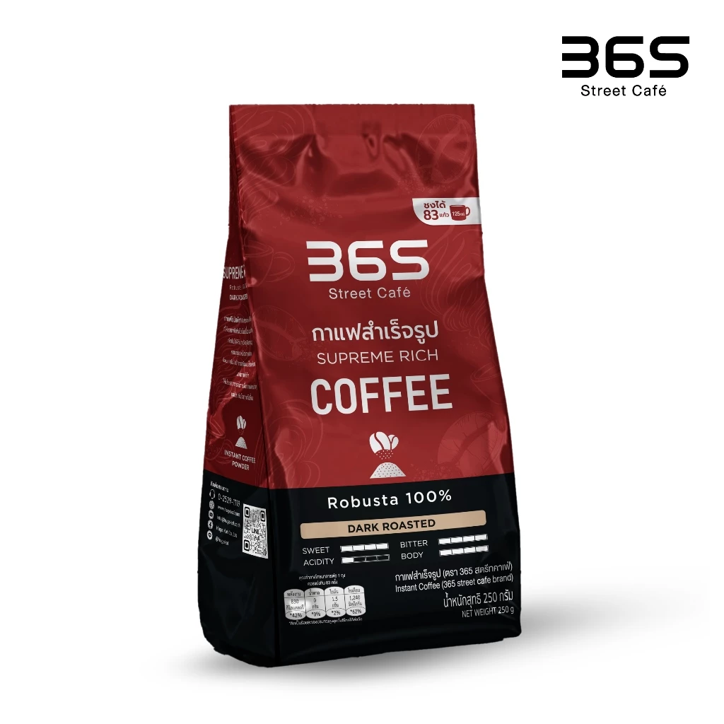 กาแฟ365 กาแฟดำ กาแฟผงสำเร็จ (Robusta 100%  | 365 Black Coffee  Instant Coffee thumbnail 4