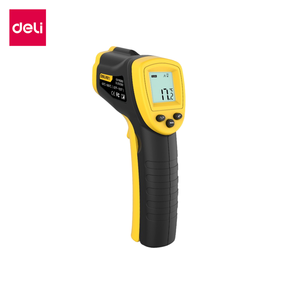 [ฟรีถ่าน]Deli เครื่องวัดอุณหภูมิอินฟราเรด ปืนวัดอุณหภูมิ เทอร์โมมิเตอร์ จอ LCD Infrared Thermometer