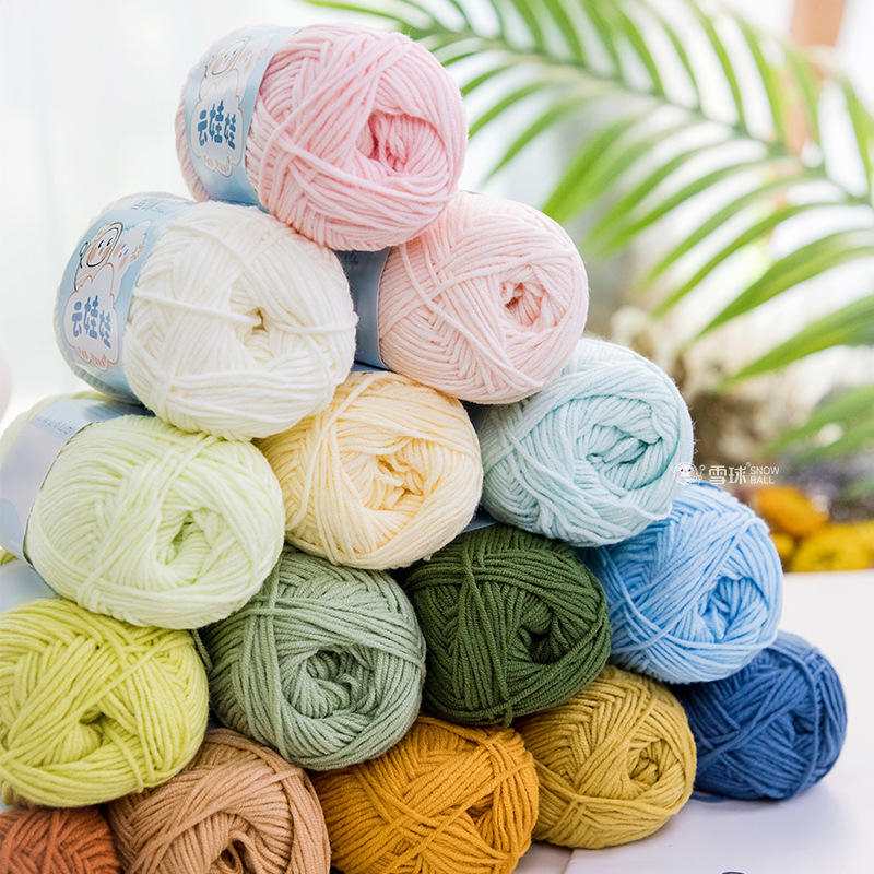 ไหมพรมคัตตอนนม Snowball  ไหมพรม 4 ply ขนาด 40กรัม เส้นแน่นนุ่มสวย - รูปที่ 4