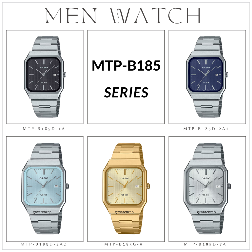 CASIO นาฬิกาข้อมือ รุ่น MTP-B185D ดีไซน์คลาสสิก ของแท้ ประกัน1ปี MTP-B185G-9 ,MTP-B185D-2A2,MTP-B185