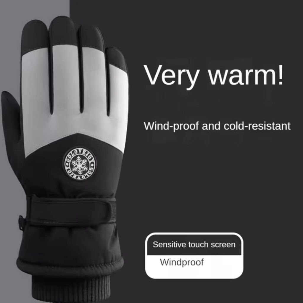 พร้อมส่ง 🇹🇭 ถุงมือสกีกันหนาว กันลม กันน้ำ บุขนอุ่น 🧤มีไซส์ชาย-หญิง Windproof Cold-resistant Gloves - รูปที่ 5