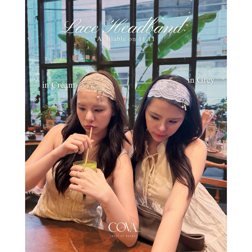 Cova ที่คาดผมลูกไม้มุกแท้