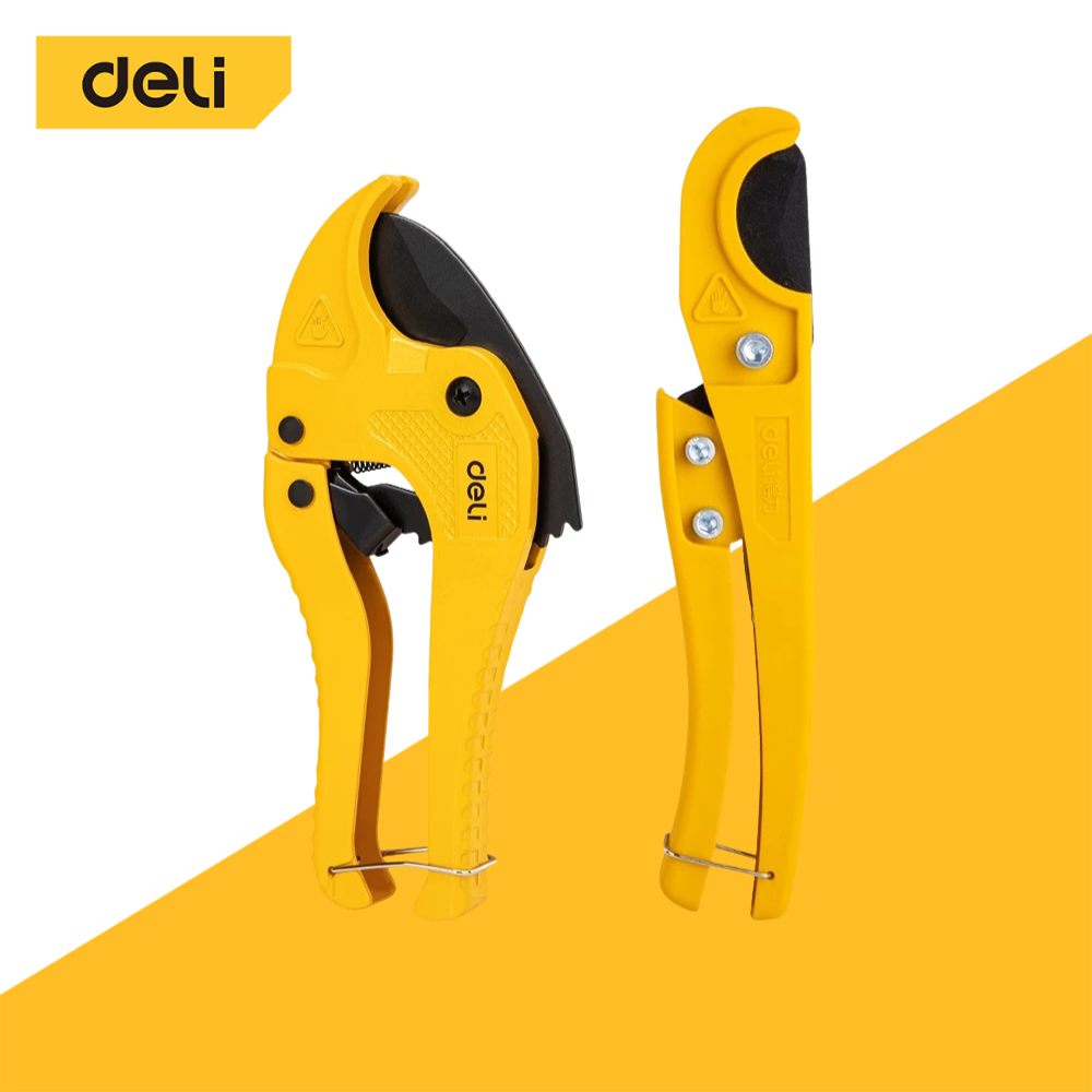 Deli กรรไกรตัดท่อ คีมตัดพีวีซี กรรไกรตัดท่อPVC ขนาด 33/42 มิล ปลายด้ามจับมีตัวล็อค Pipe Cutter