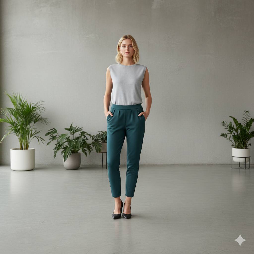 กางเกงทำงานผ้าวูลเวฟ ทรงบอลลูน นุ่ม มีความยืดหยุ่น ระบายอากาศได้ดี ใส่สบาย เอวยางยืด เอว 28-38 นิ้ว - รูปที่ 7