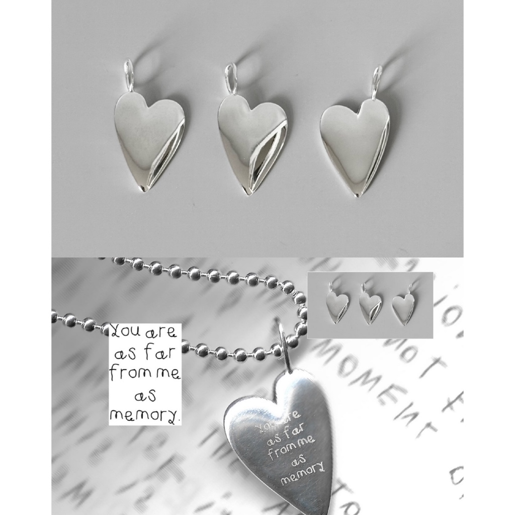 (pendant,เฉพาะจี้) : SUGAR HEART  PENDANT SILVER925 / จี้หัวใจเงินแท้ สลักตัวอักษรฟรี (ไม่รวมสร้อย) 