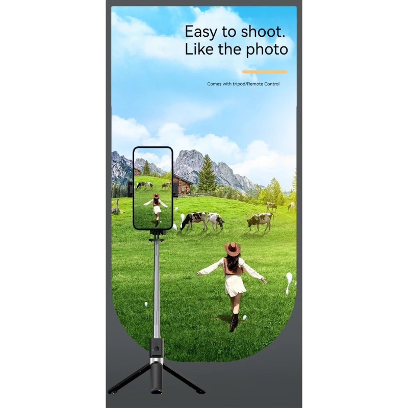 ขาตั้งกล้องไม้เซลฟี่ไร้สาย P66 พับได้มาพร้อมรีโมทบลูทูธ 1M รูปที่ 4