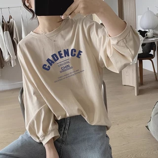 เสื้อแขนยาวสวยผู้หญิงกําลังฮิตแฟชั่นมาใหม่ oversize เสื้อผ้าสาวอวบไซส์ใหญ่น่ารักๆ เสื้อยืดโอเวอร์ไซส์เกาหลี แขนบอลลูน