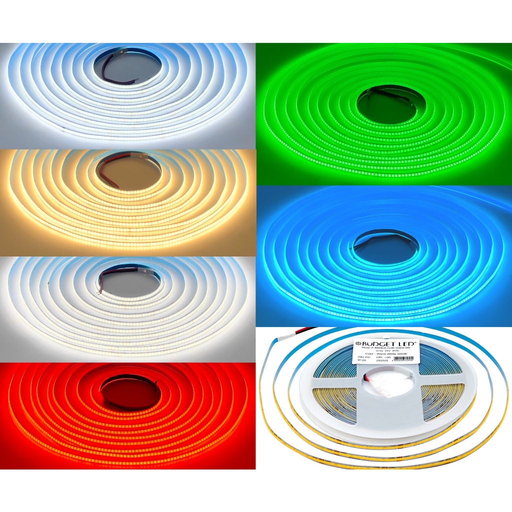 LED STRIP E-BB0820-COB-5mm-DC24V IP20 BUDGET LED ไฟเส้นแอลอีดี แบบเปลือย