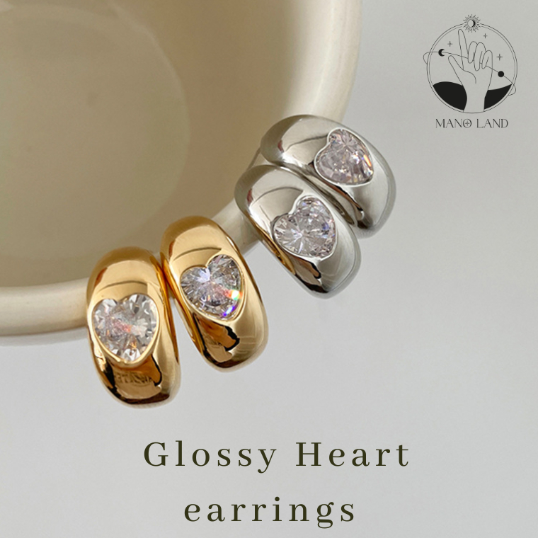 MNL💗Glassy Heart ต่างหูสีเงิน เพชรหัวใจ ระยิบระยับ เครื่องประดับผู้หญิง แฟชั่นเงินแท้ ไม่ลอกดำ มินิมอล เกาหลี ของขวัญ