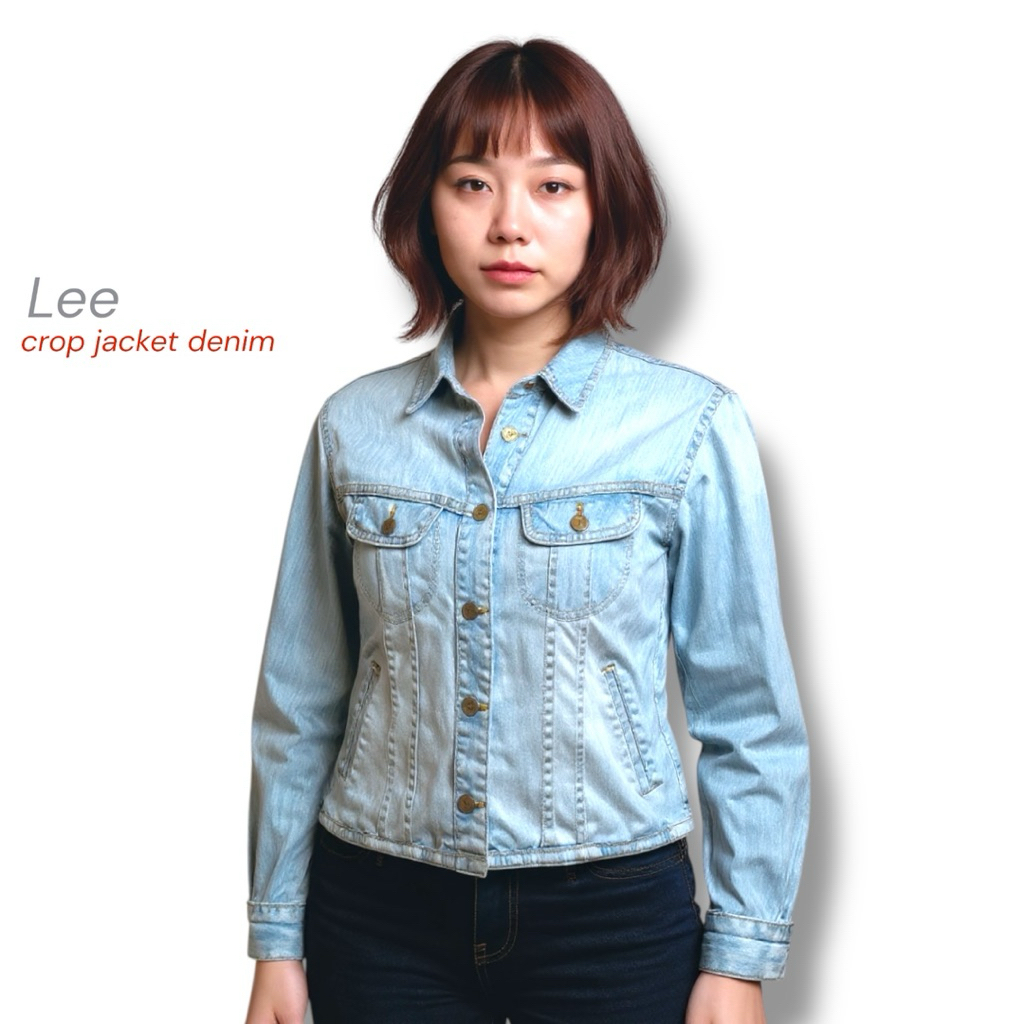 แจ็คเก็ตยีนส์ ผู้หญิง ทรง crop Lee
