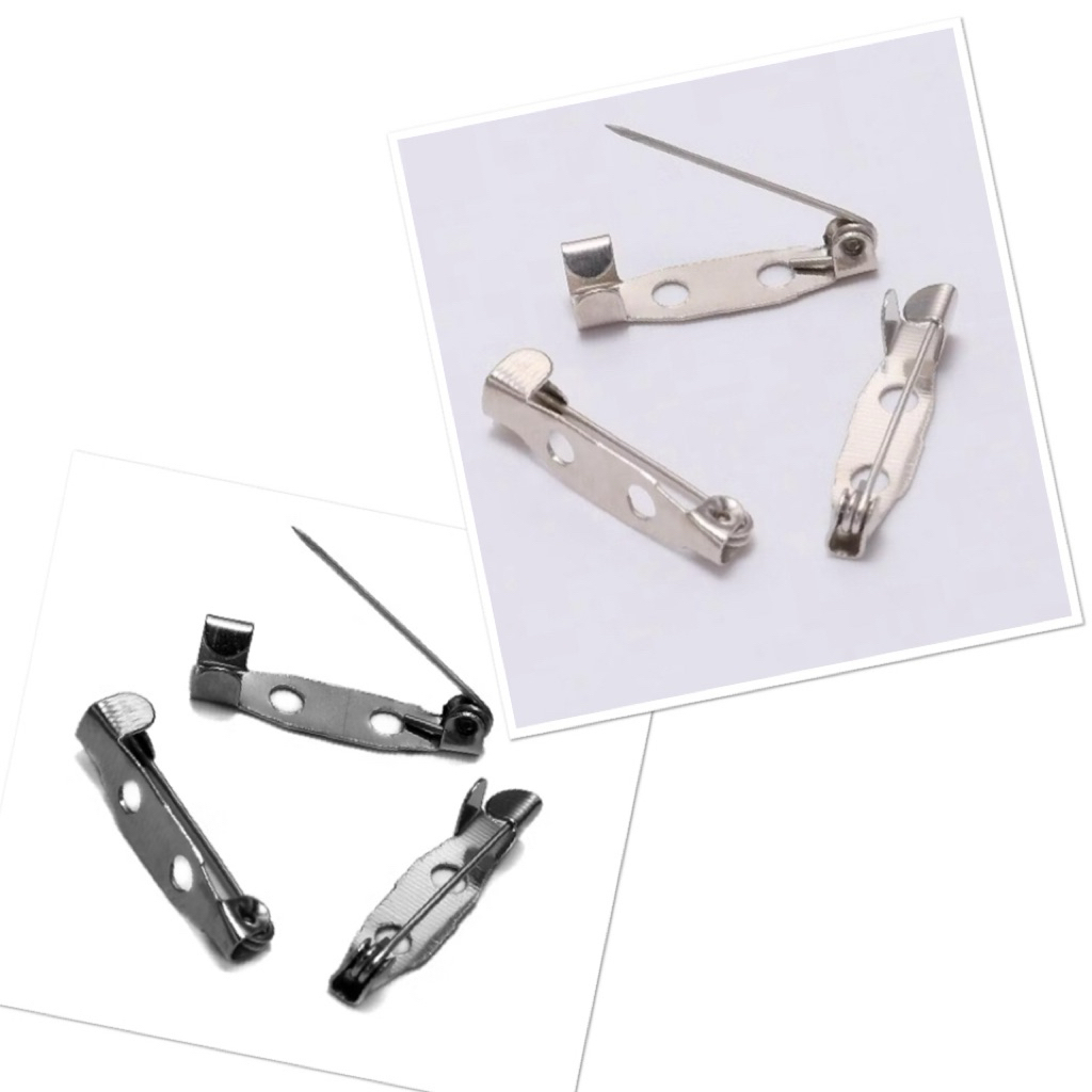 เข็มกลัดแป้น ดำ/เงิน (นิเกิล) 2 ซม /2.5 ซม ปลีก-ส่ง ถามได้จ้า