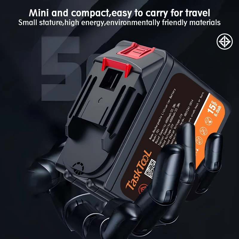 TASKTOOL 15Cells แบตเตอรี่ 21v ลิเธียม  แบตเตอรี่ 6AH-15ก้อน-5C แบตเตอรี่21โวลสำหรับเครื่องมือไฟฟ้า TISI STANDARD thumbnail 7