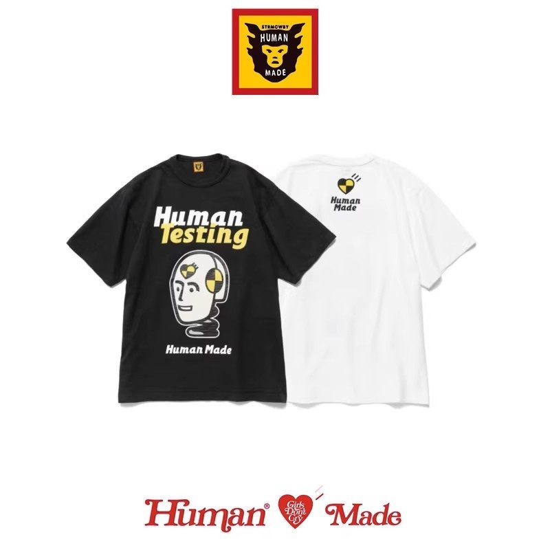 HUMAN MADE แขนสั้นคอตตอน Slub เสื้อยืด T-shirt