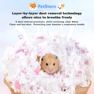 PetStern รองกรงแฮมสเตอร์ วัสดุกระดาษฝ้ายสำหรับสัตว์เลี้ยง ฝุ่นแทบไม่มี นุ่มฟูเบา มุดเล่นได้ Small Pet Bedding 500g